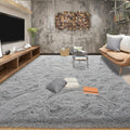 Fluffy Large Rug 6x9 ft Shag Area Rug - Soft Plush Grey Carpet