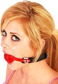 Super GripTM Ball Gag - Red Ball - Black Leather (2 1/4 in Red Ball)