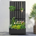 Metal Raised Garden Bed with Trellis and Wheels - Mobile Planter Box