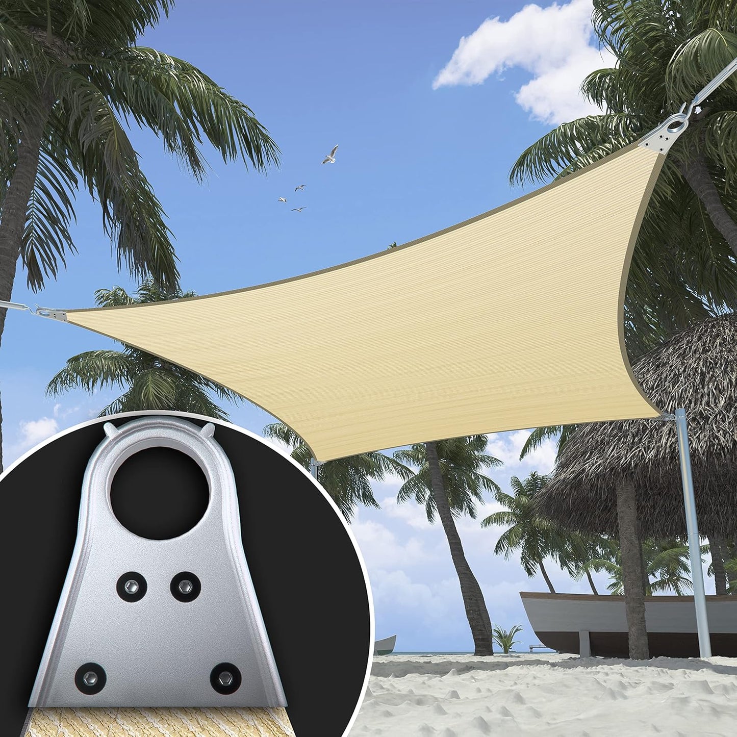 ShadeMart Heavy Duty 27ft x 32ft Beige Sun Shade Sail Canopy