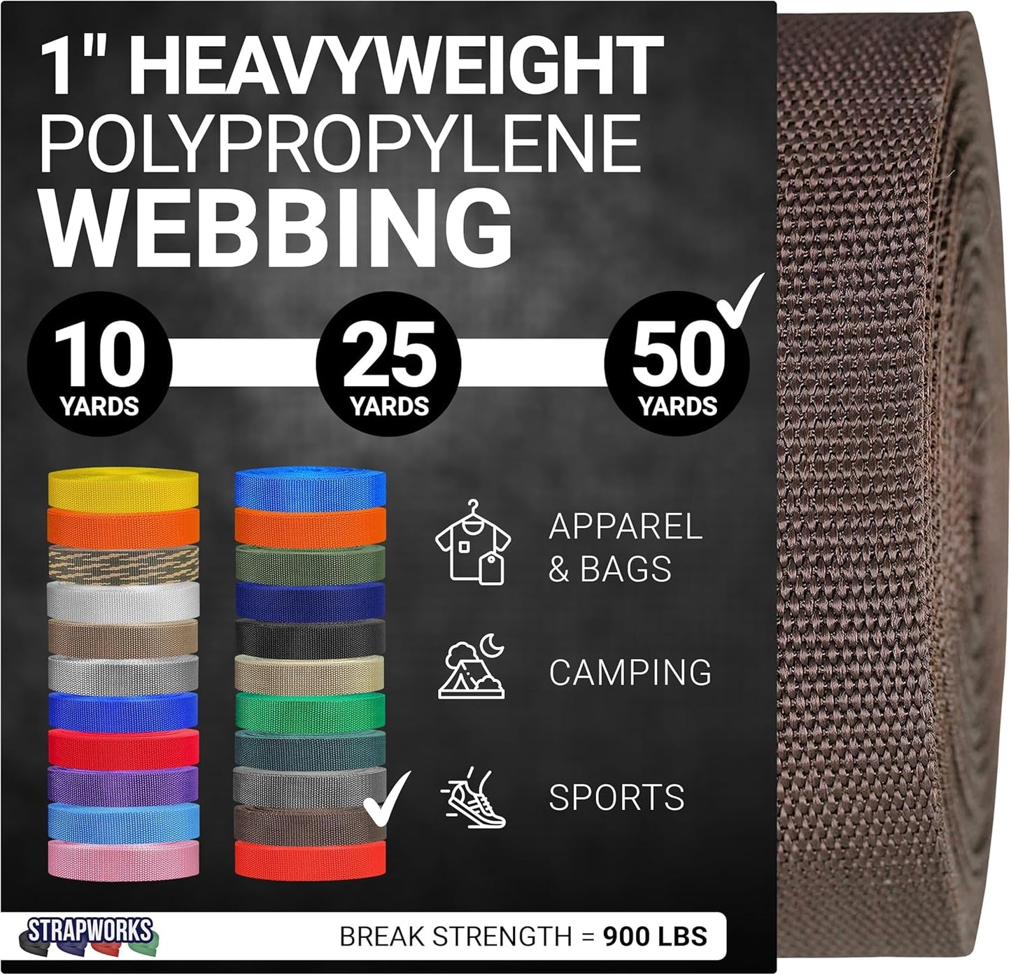 Heavyweight Polypropylene Webbing for Outdoor DIY Gear Repair