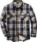 Men's Sherpa Lined Cotton Flannel Shirt Jacket - Warm, Casual Layer