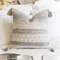 Gray Boho Decorative Throw Pillow Cover 22x22 - Textured Farmhouse