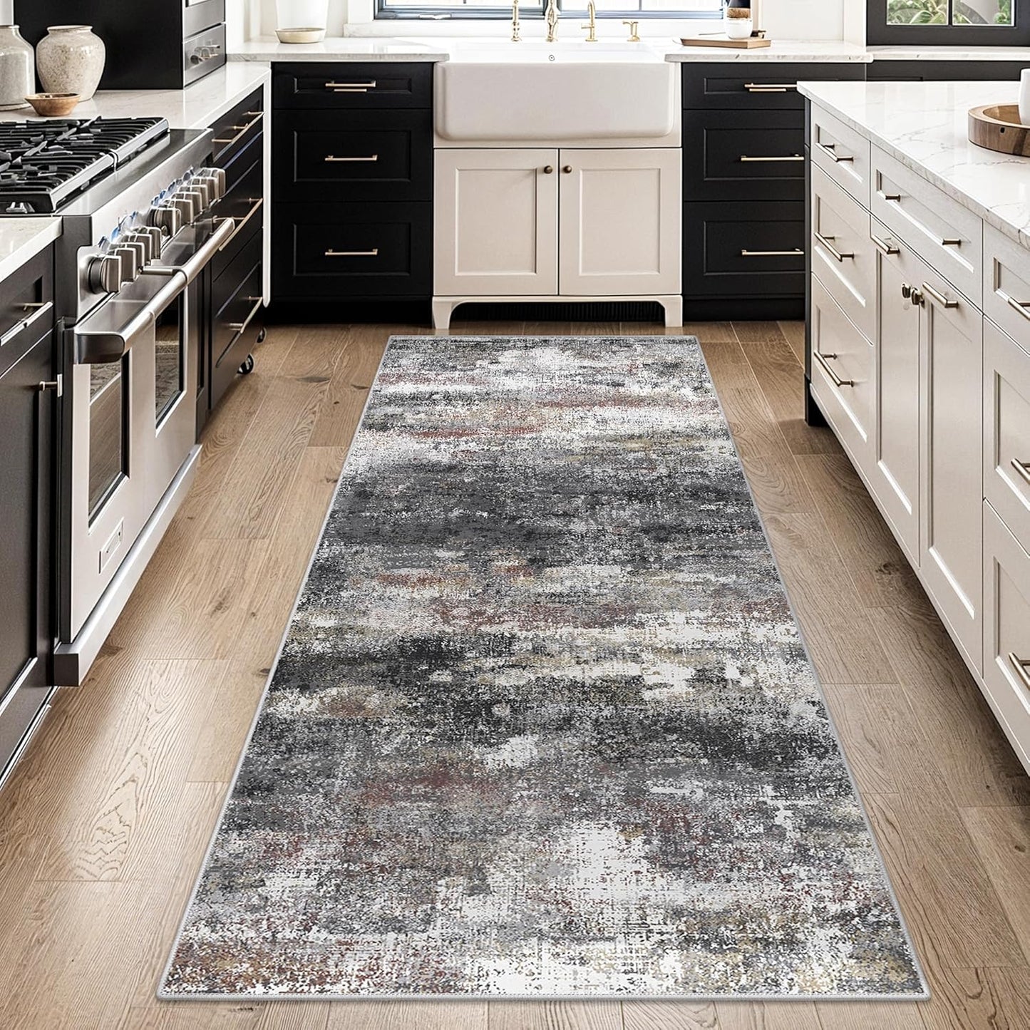 Runner Rug for Hallway Kitchen 2x10 Soft Modern Abstract Design