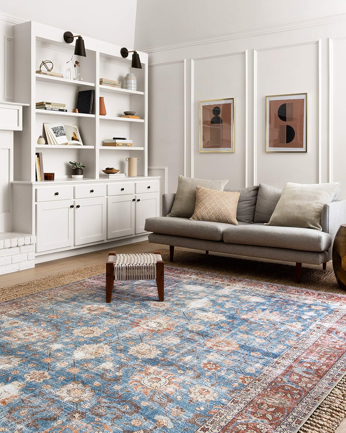 Loren Blue/Brick Area Rug 8ft 4in x 11ft 6in for Elegant Spaces