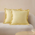Double Stitch Scalloped Throw Pillow Covers 20 x 20 - Lemon Yellow