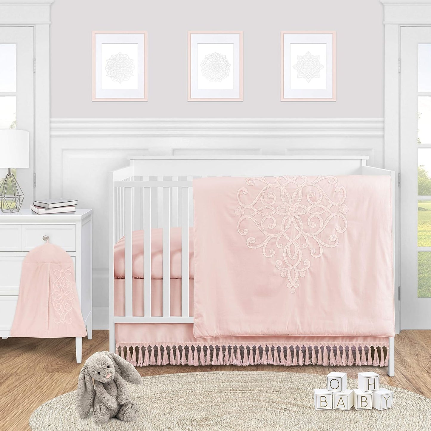 Sweet Jojo Designs Pink Boho Baby Girl Nursery Bedding Set