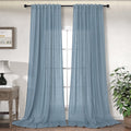 Dusty Blue Curtains 108 in Long - Light Filtering Linen Panels