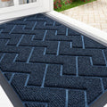 Front Door Mat 36x24 Blue - Waterproof Low-Profile Brick Pattern