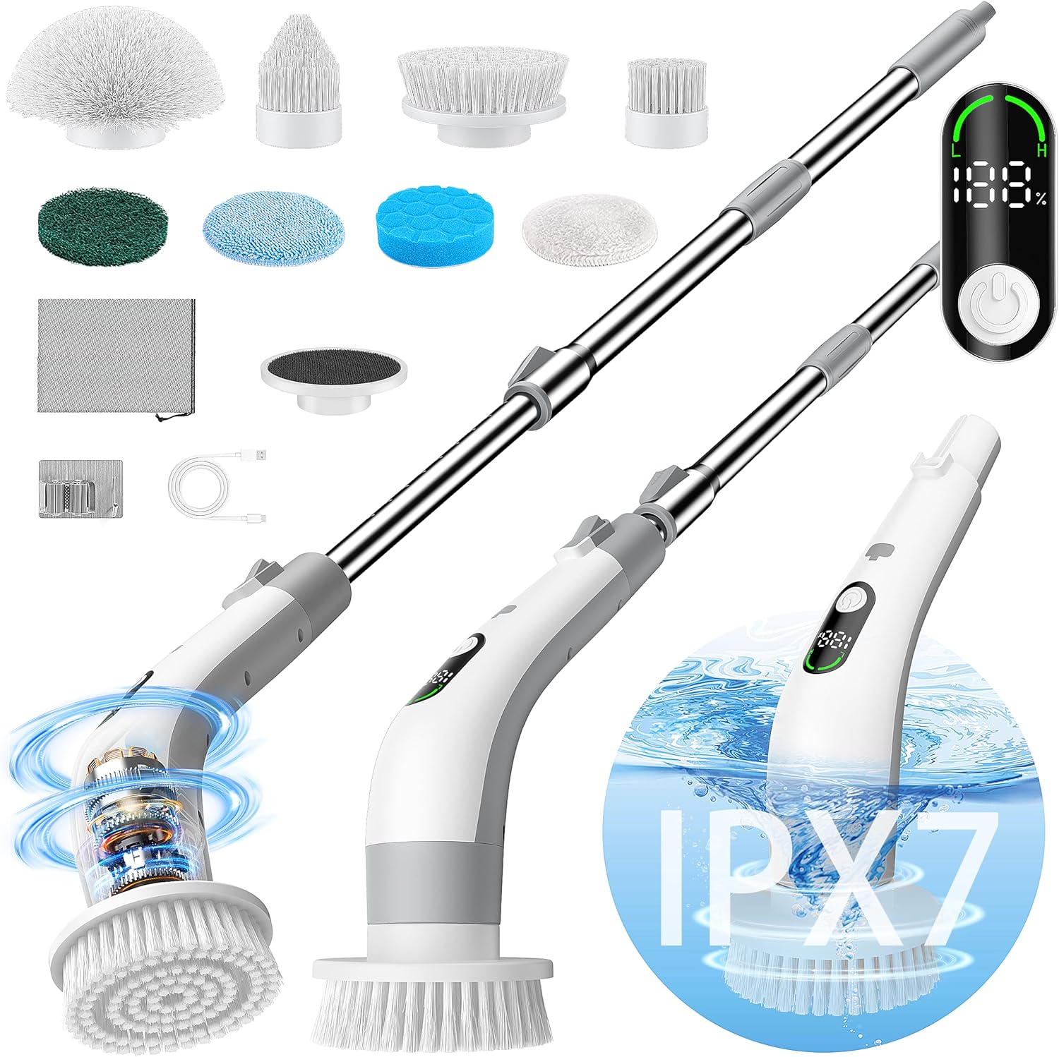 Electric Spin Scrubber with LED Display for Effortless Cleaning