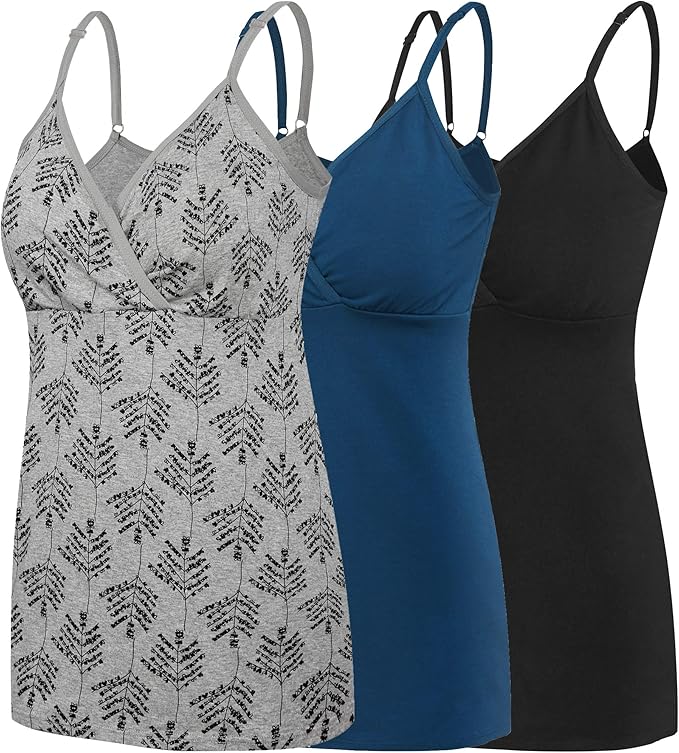 Nursing Tops Tank Shirt Cami Sleep Bra for Maternity Comfort