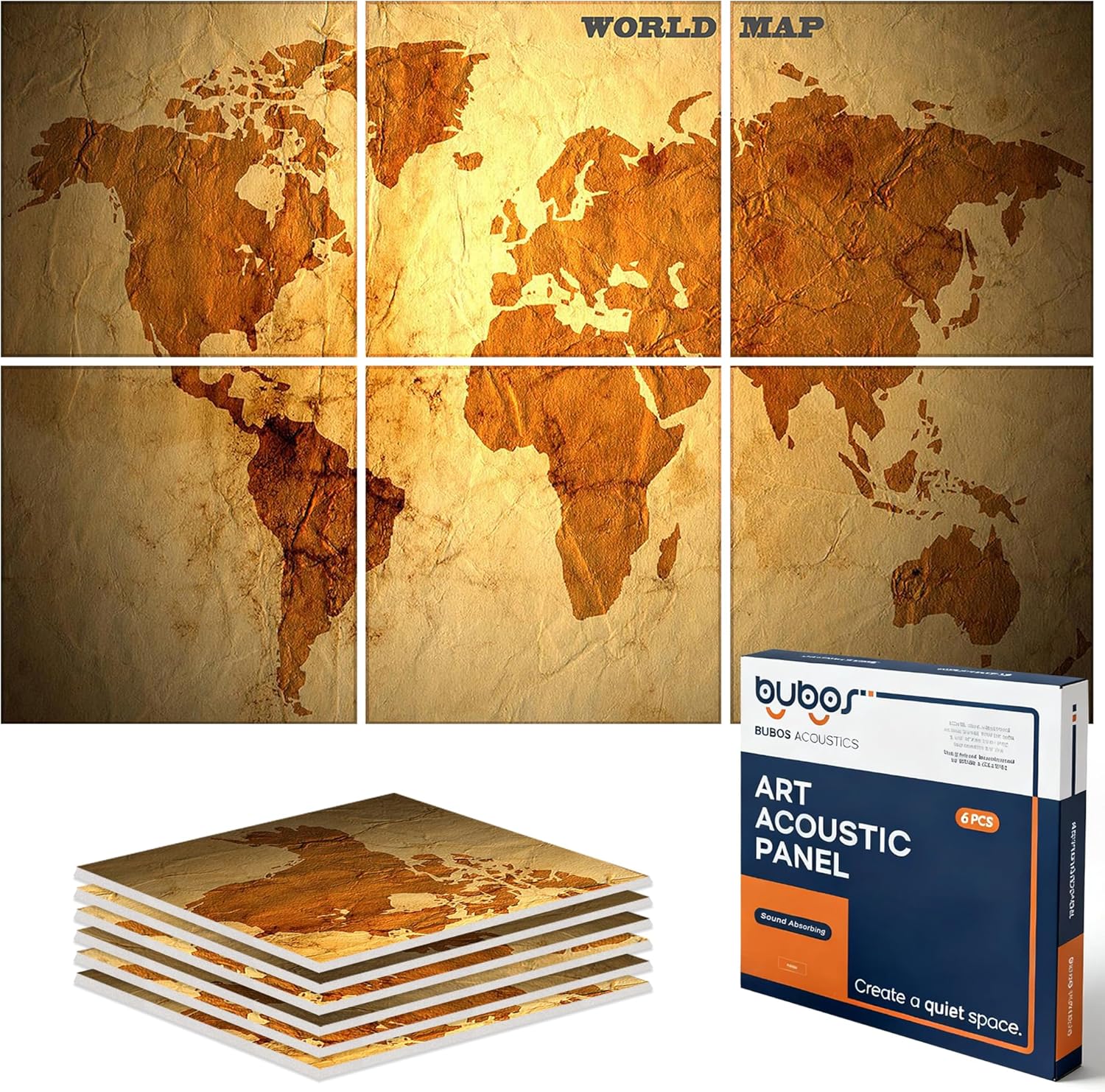BUBOS 6 Pack Art Acoustic Panels for Soundproofing and Decor