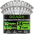 Cat 6 Ethernet Cable 24-Pack 7 ft - Reliable 10Gbps Patch Cords