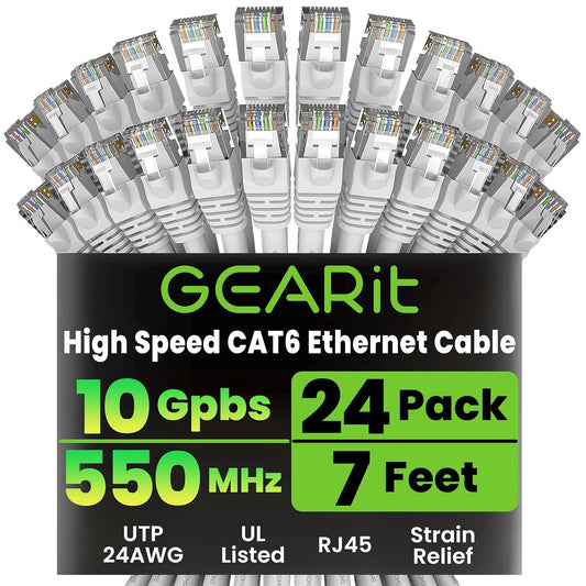 GEARit Cat 6 Ethernet Cable Pack for High-Speed Networking
