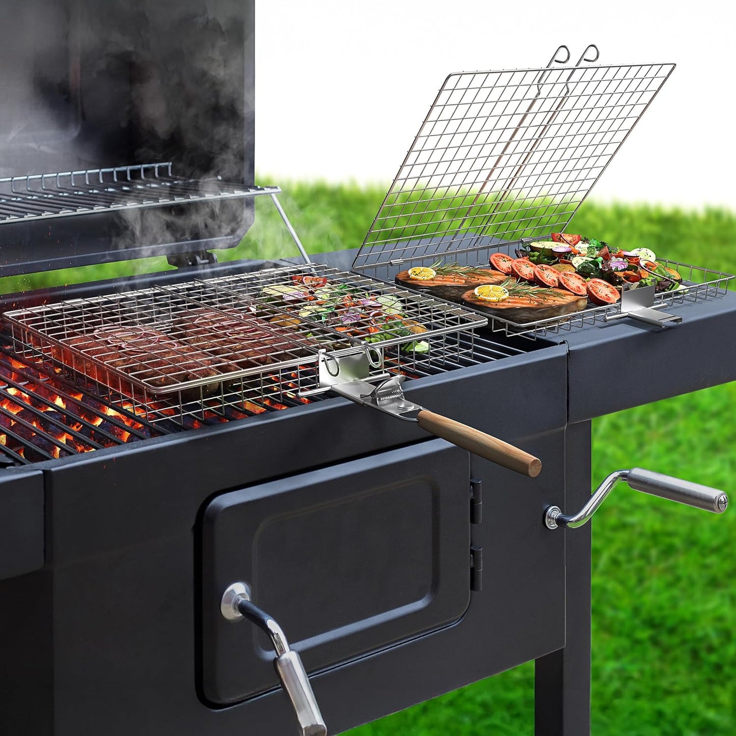 Sorbus Grill Basket - Large Stainless Steel BBQ Accessory Set