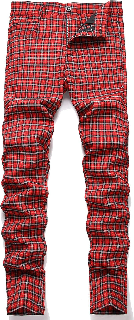 NOVOCCT Plaid Pants for Men - Stylish Skinny Fit Chinos