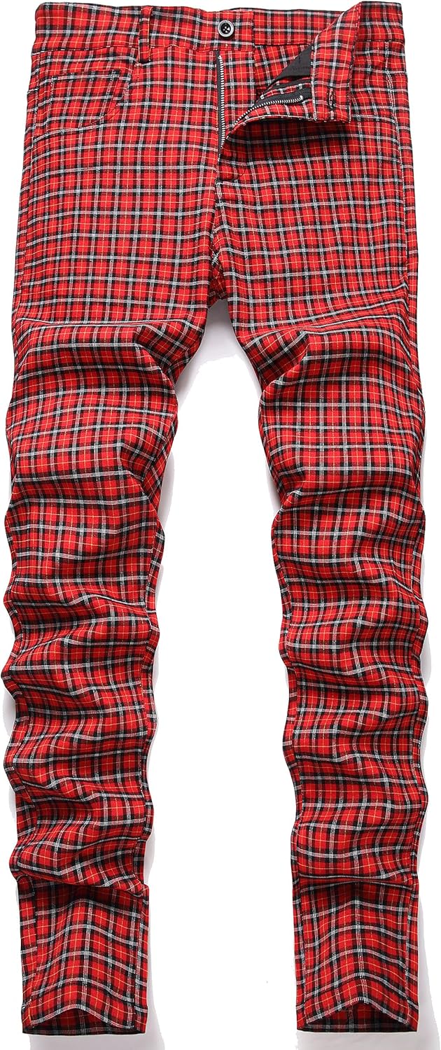 Stylish Plaid Pants for Men - Slim Fit Business Casual Chinos