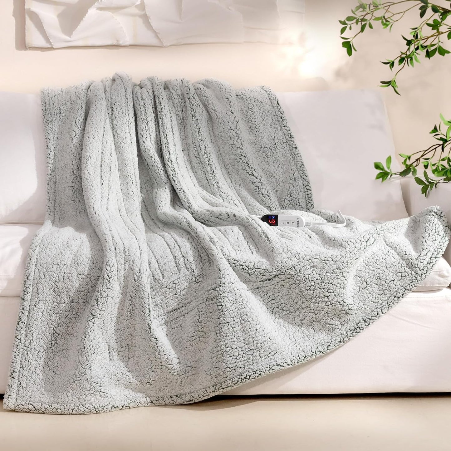 Cozy Dual Sherpa Heated Throw - 6 Heat Levels!