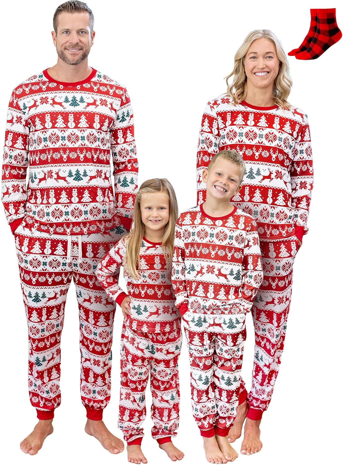 Matching Christmas Family Pajama Sets with Cozy Socks for All