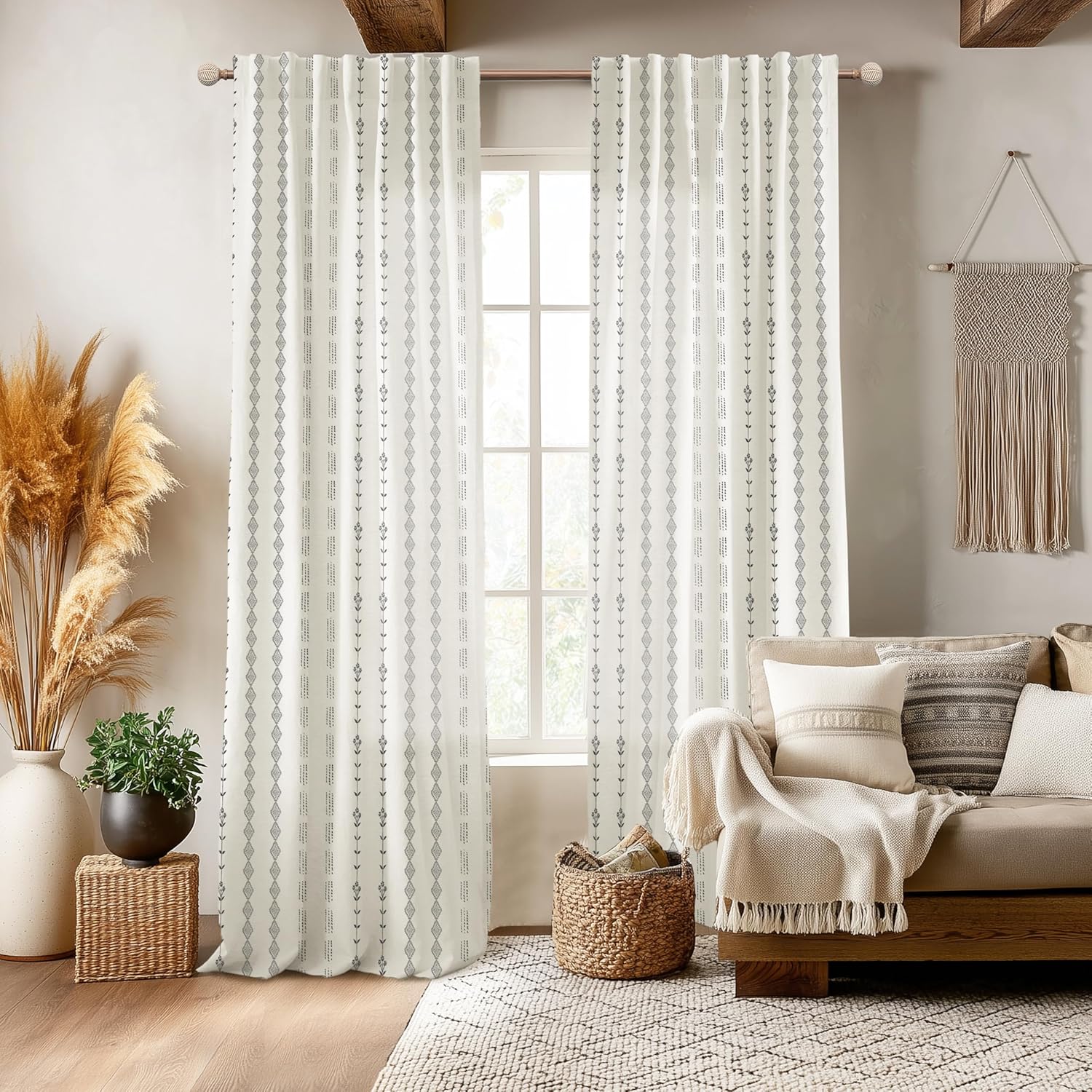 Semi Sheer Linen Curtains for Living Room 84 Inches Long