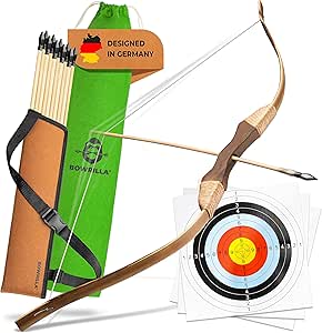 BOWRILLA Wooden Bow and Arrow Set for Kids with 10 Arrows