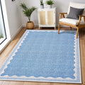 Scalloped 3x5 Washable Area Rug - Non-Slip Low-Pile Blue