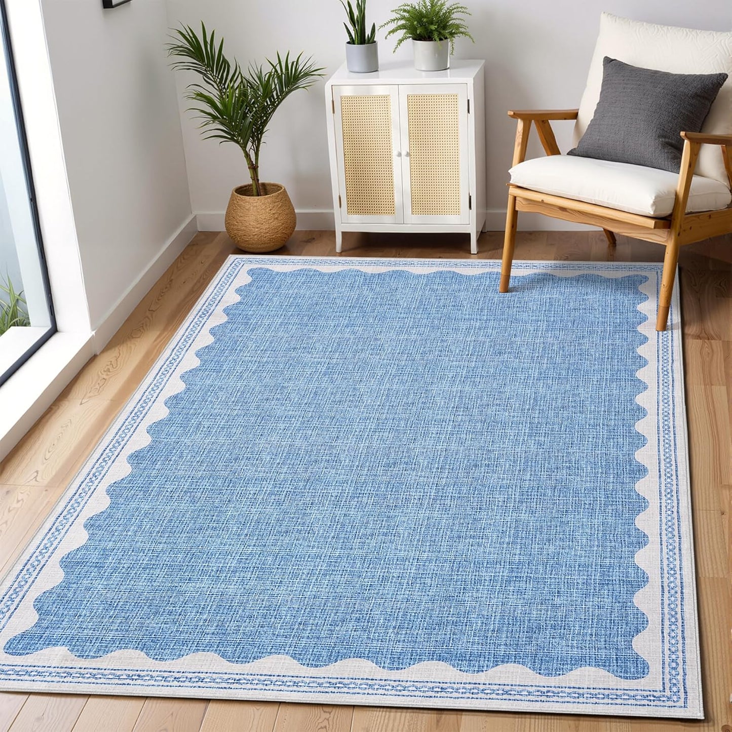 GarveeHome Scalloped 3x5 Area Rug Washable Non-Slip Design