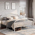 King Size Metal Platform Bed Frame with Victorian Style Headboard SHA