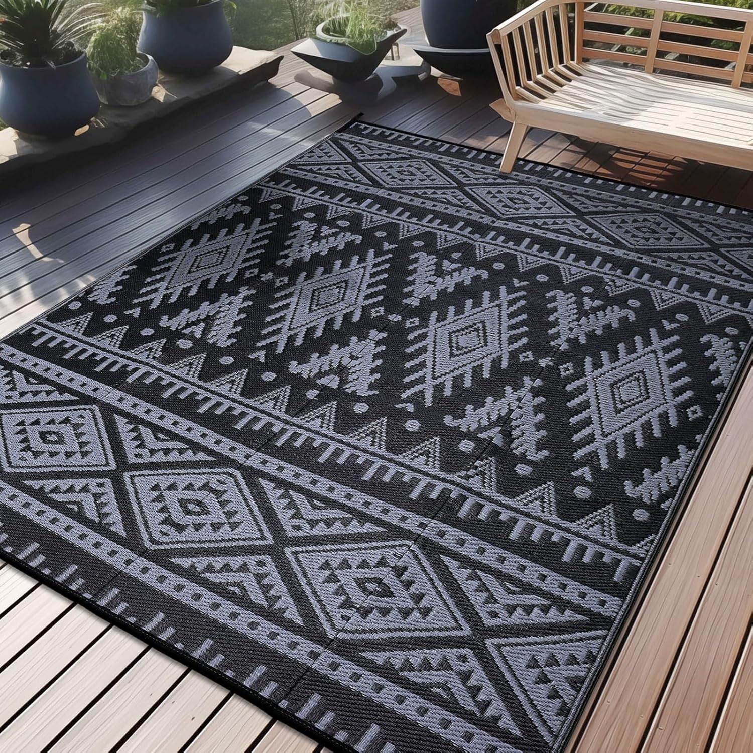 OLANLY Outdoor Rug Waterproof 6x9 ft for Versatile Use