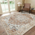 GENIMO 8x10 Area Rug Vintage Retro Orange - Machine Washable