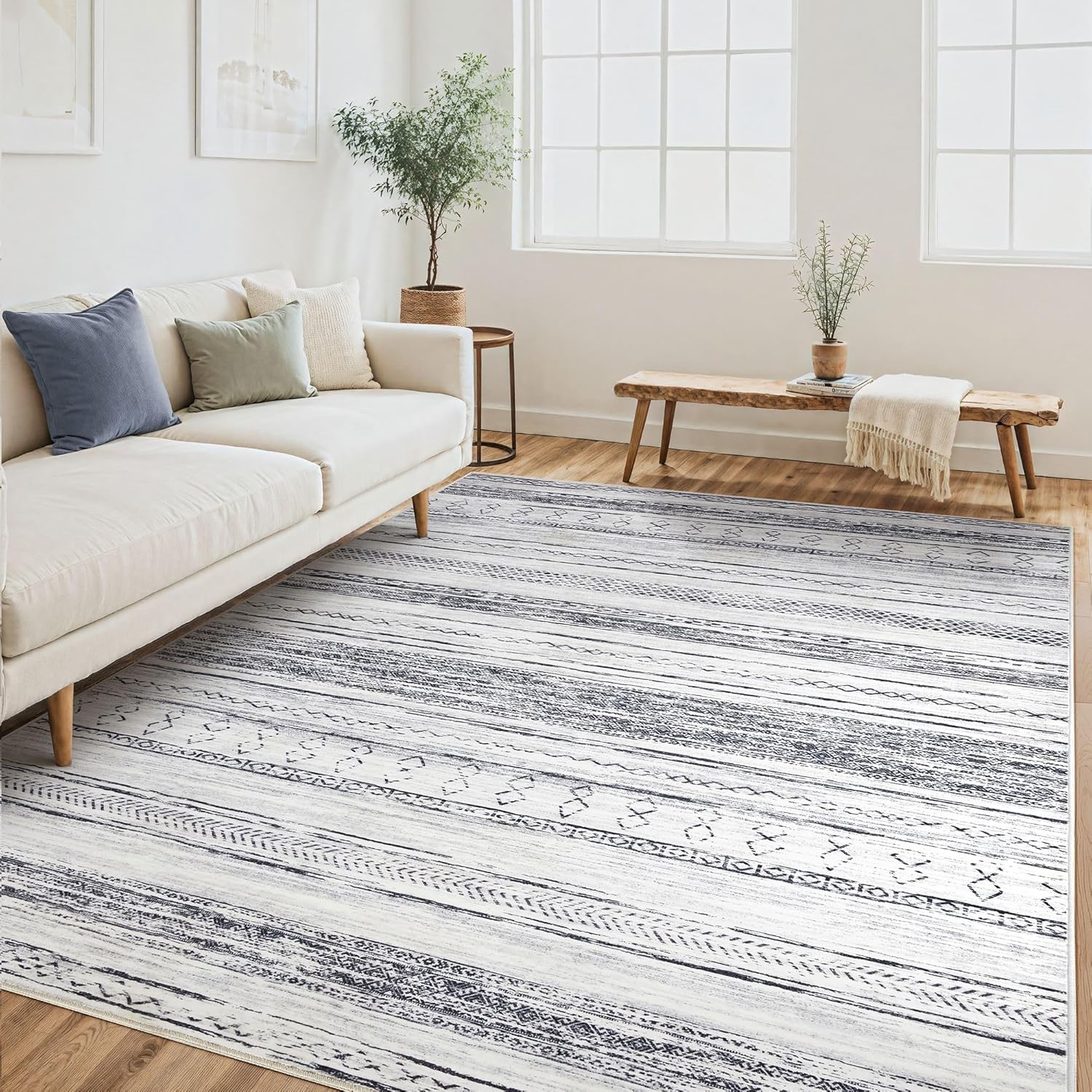 Tortania Area Rug - 5x7 Washable Soft Boho Moroccan Carpet