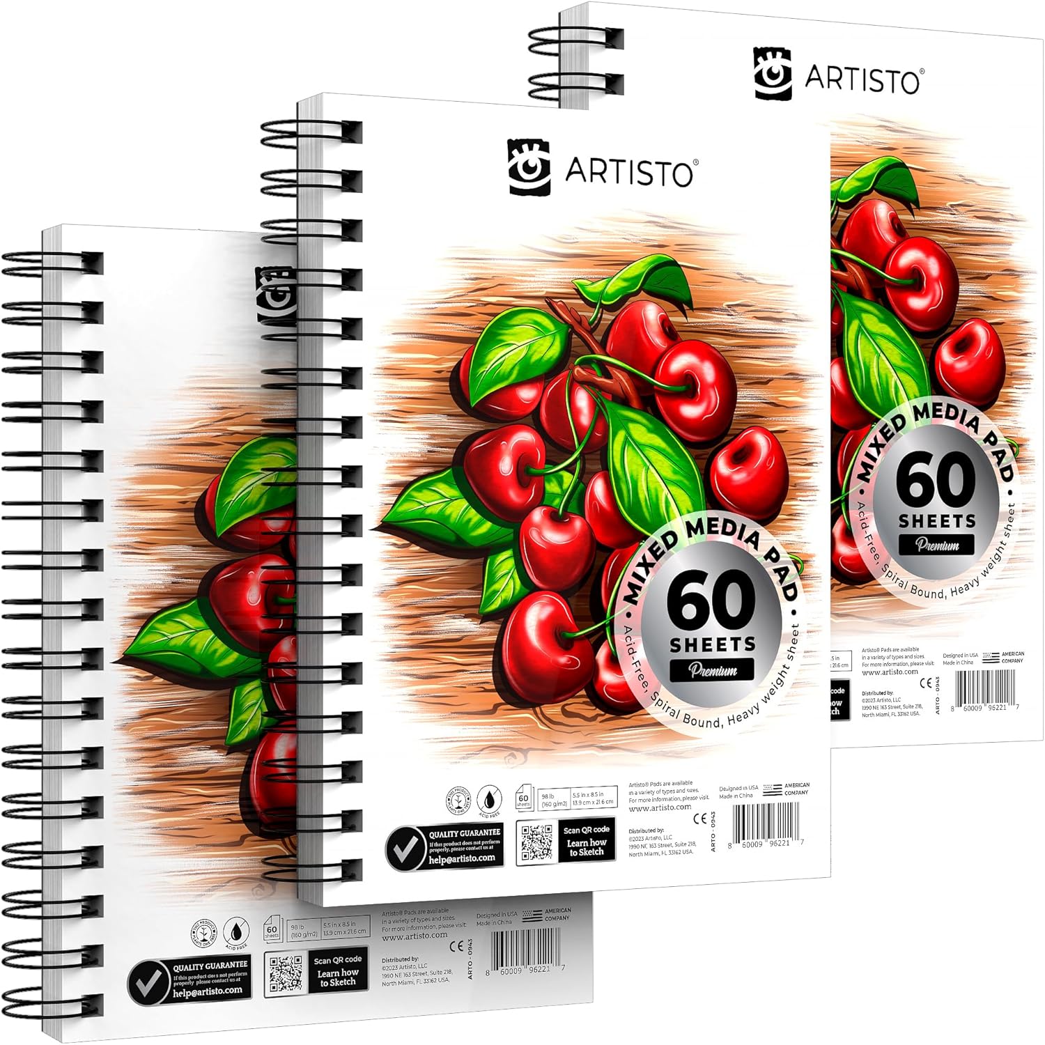 Artisto Sketch Pads: For Wet & Dry Media - 3 Pack