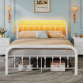 Queen Bed Frame with Headboard and LED Lights - Built-In Charging