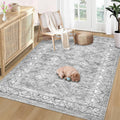 Vintage Moroccan Trellis Area Rug 4 x 6 - Machine Washable Grey