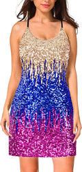 MANER Women's Glitter Sequin Dress Adjustable Spaghetti (Style SY34)