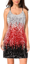 MANER Women's Glitter Sequin Dress Adjustable Spaghetti (Style NC5D)