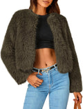 PRETTYGARDEN Women's Shaggy Faux Fur Cropped Jacket - Warm Statement