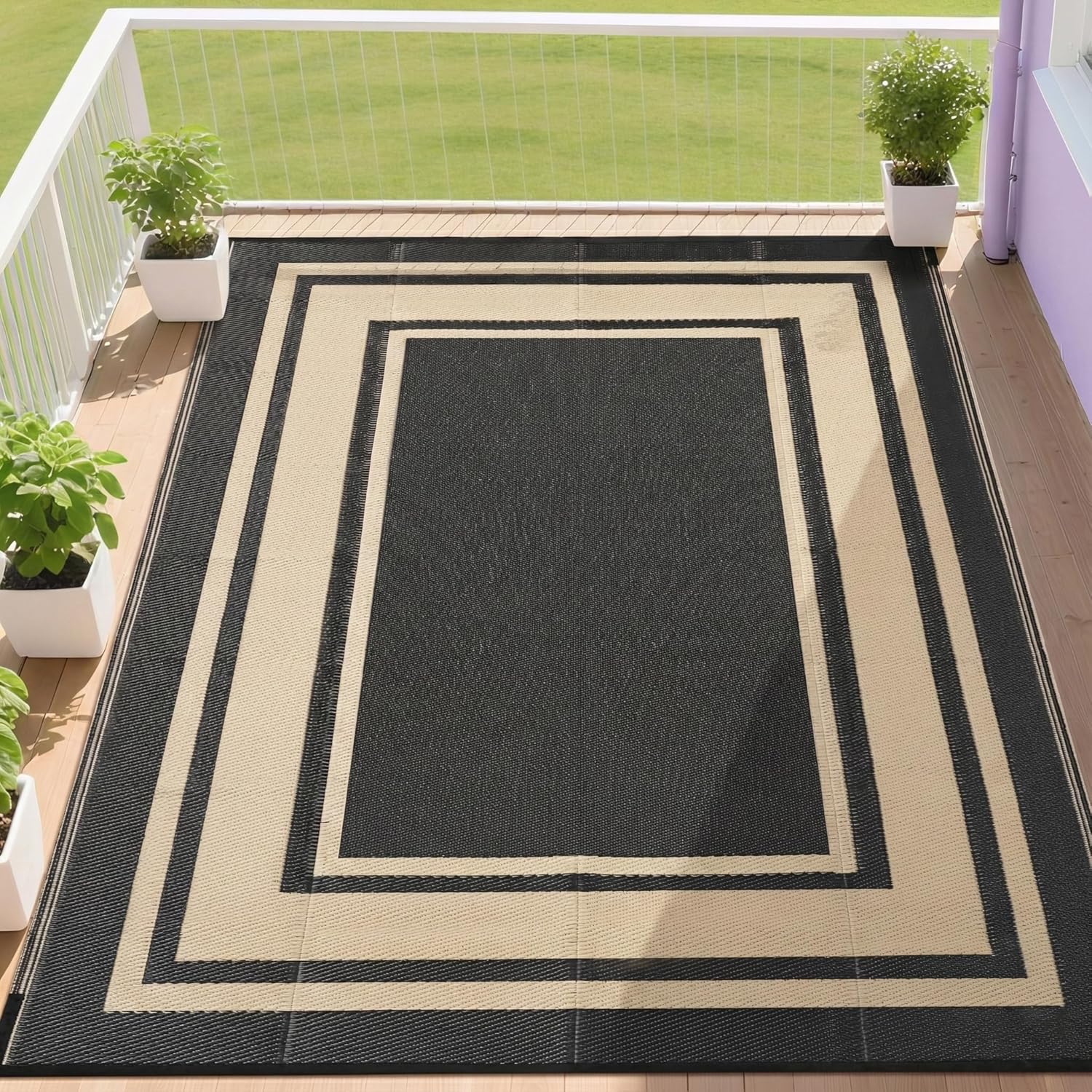 RURALITY Outdoor Rug 9x12 Waterproof for Patio and Camping