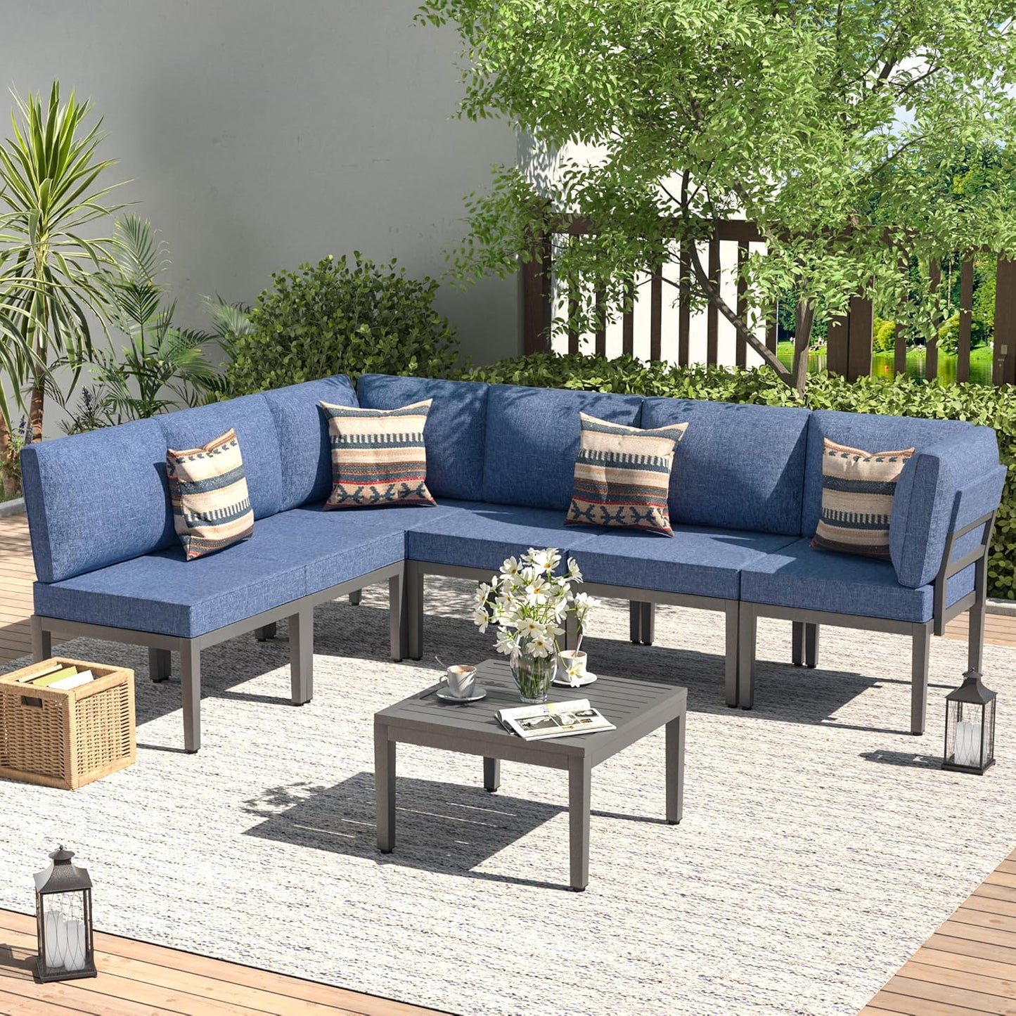 Kullavik Patio Furniture Set: Modern 7-Piece Outdoor Sofa
