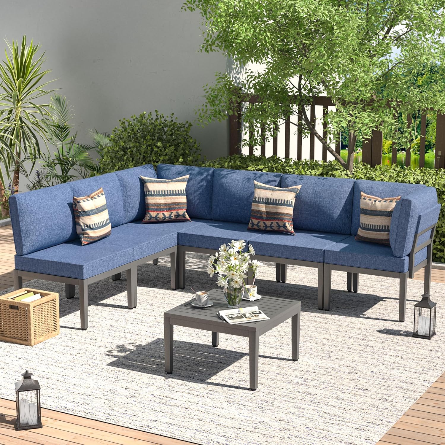 Kullavik Patio Furniture Set: Modern 7-Piece Outdoor Sofa