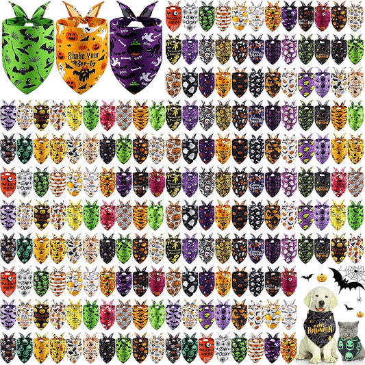 200 Pcs Halloween Dog Bandana Bulk for Groomers and Pets