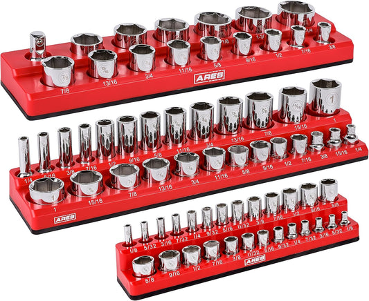 ARES 60035 Magnetic Socket Organizers for SAE Sockets - Red