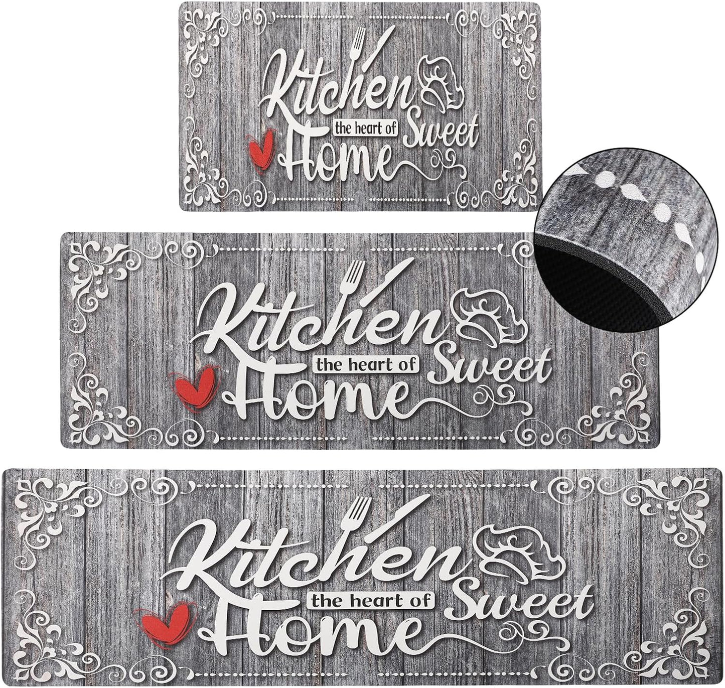 Gray Nappa Leather Kitchen Mats Set for Comfort and Style