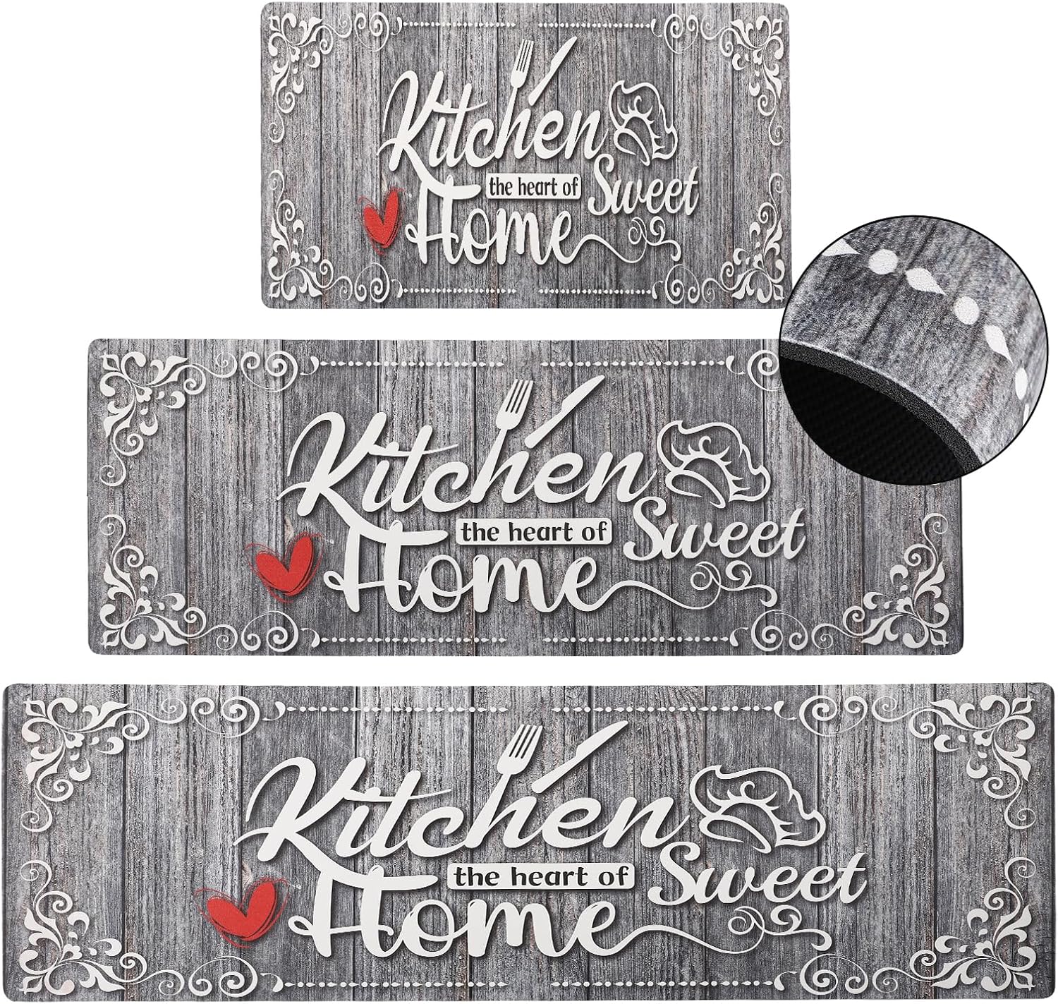 Gray Nappa Leather Kitchen Mats Set for Comfort and Style