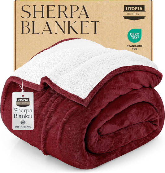 Utopia Bedding Sherpa Blanket Queen Size for Cozy Warmth