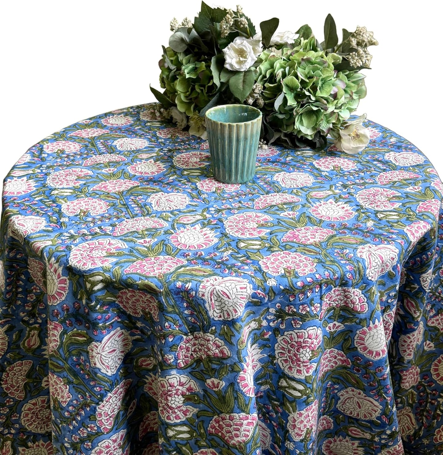 Clover Pink 100% Cotton Round Tablecloth for Elegant Dining