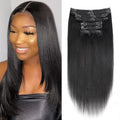 14 in Yaki Straight Clip ins Human Hair Extensions - Natural Volume