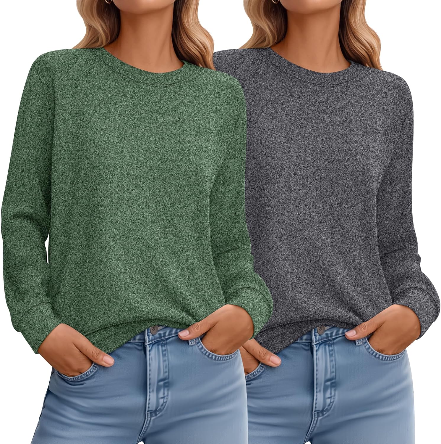 Ficerd Women's Casual Sweatshirts 2 Pack for Everyday Comfort