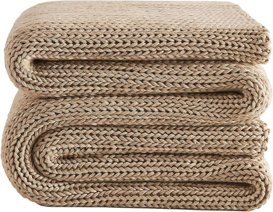 L'AGRATY Knitted Weighted Blanket - 50in x 60in 10lbs Comfort