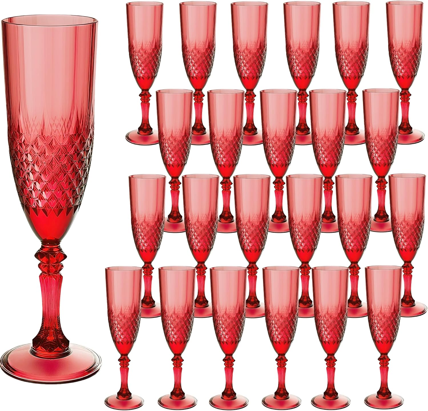 Elegant Dark Red Plastic Champagne Flutes for Every Occasion
